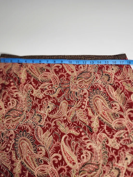 Handmade Reversible Maxi Skirt Red Beige Paisley Brown Geometric Boho Sz M - Picture 2 of 8